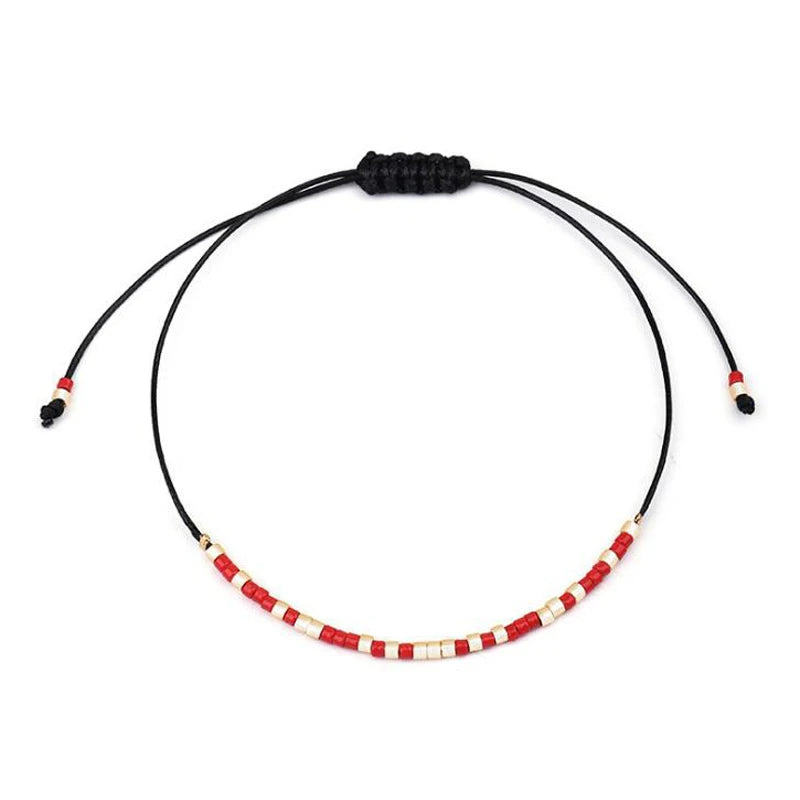 Bohemian Small Acrylic Beads Ankle Bracelet Hand Braided Ethnic Halhal Foot Jewelry For Women Summer Beach Anklet Accessories