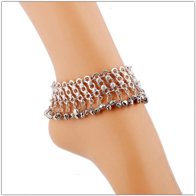 Vintage Multi-layer Bells Ankle Bracelet Foot Jewelry Boho Summer Beach Barefoot Sandals Charms Anklet Women Legs Accessories